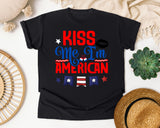 Kiss Me I'm American graphic tee in Black