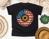 American Flag Sunflower graphic tee in Black
