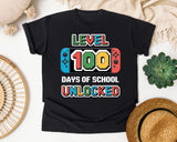 Level 100 Days Of School Unlocked graphic tee in Black