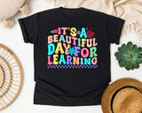 Its A Beautiful Day For Learning graphic tee in Black