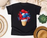 Patriotic Ice Cream Cone Red graphic tee in Black