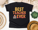 Best Teacher Ever Orange graphic tee in Black