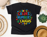 Colors Numbers And Laughs graphic tee in Black