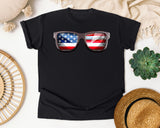 American Flag Sunglasses graphic tee in Black