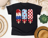 Patriotic Popsicles With Bows graphic tee in Black