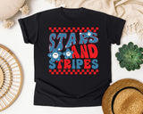 Stars And Stripes Red 2 graphic tee in Black