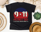 Patriot Day We Will Never Forget Red 2 graphic tee in Black