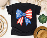 Patriotic Flag Bow Blue graphic tee in Black