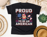 Proud To Be An American Pink graphic tee in Black