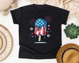 Patriotic Popsicle Fireworks graphic tee in Black