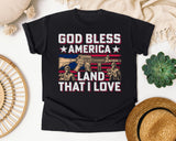 God Bless America Land That I Love Pink graphic tee in Black