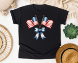 Crossed American Flags graphic tee in Black