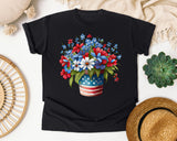 Patriotic Flower Bouquet graphic tee in Black
