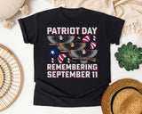 Patriot Day Remembering September 11 graphic tee in Black