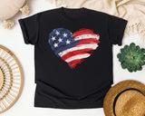 American Flag Heart Red 2 graphic tee in Black