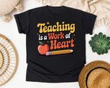 Teaching Is A Work Of Heart Brown graphic tee in Black