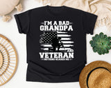 I'm A Bad Grandpa And Veteran Nothing Scares Me graphic tee in Black