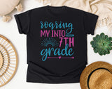 Roaring My Into 7th Grade graphic tee in Black