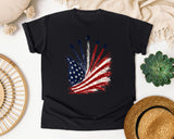 American Flag Firework Burst graphic tee in Black