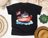 Patriotic Fishing Boat graphic tee in Black