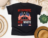My Patriotic Heart Beats Red White And Blue graphic tee in Black