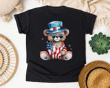 Bear In Patriotic Outfit graphic tee in Black