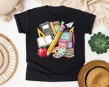 School Supplies Stack graphic tee in Black