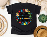 Colors Numbers And Laughs Circle graphic tee in Black
