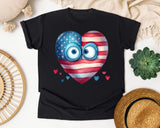 Patriotic Heart With Eyes graphic tee in Black