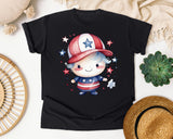 Patriotic Kid With Cap graphic tee in Black