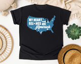My Heart Belongs To America Blue graphic tee in Black