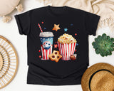Patriotic Movie Snacks graphic tee in Black