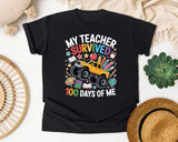 My Teacher Survived 100 Days Of Me Truck graphic tee in Black