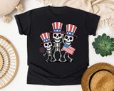 Patriotic Skeleton Trio Grey 2 graphic tee in Black