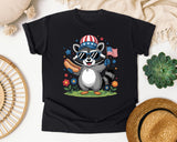 Patriotic Raccoon Hot Dog graphic tee in Black