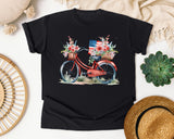 Bicycle With Flag And Flowers graphic tee in Black