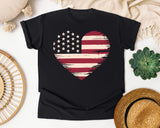 American Flag Heart Red 4 graphic tee in Black