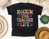 Rockin This Teacher Life Grey 2 graphic tee in Black