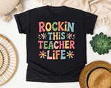 Rockin This Teacher Life Grey 2 3 graphic tee in Black