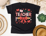 Teacher Hearts And Roses graphic tee in Black