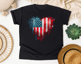 American Flag Heart Red graphic tee in Black