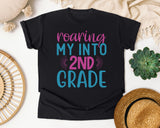 Roaring My Into 2nd Grade graphic tee in Black