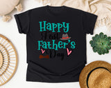 Happy First Father's Day Teal graphic tee in Black