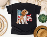 Puppy With American Flag graphic tee in Black