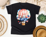 Bunnies In Hot Air Balloon graphic tee in Black