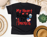 My Heart Belongs To America Red graphic tee in Black