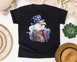 Eagle In Flag Hat Grey graphic tee in Black