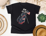 Golf Bag American Flag graphic tee in Black