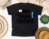 One Blessed Teacher Pen graphic tee in Black