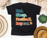 Eat Sleep Football Repeat Stacked graphic tee in Black